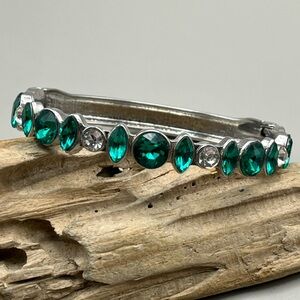 Elegant Silver and Green Bracelet